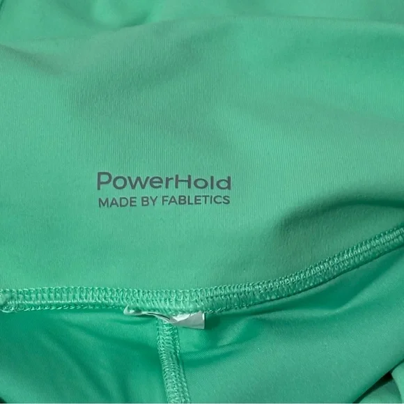 Fabletics Define PowerHold High Waisted Shorts S Green 9'' Inseam Inner Pocket - Picture 3 of 7
